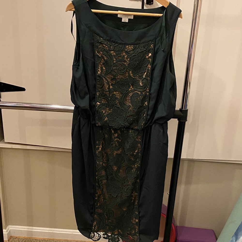 Jessica Simpson Dark Green Lace Midi Dress